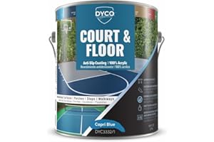 DYCO PAINTS DYCO Court & Floor Anti-Slip Coating - Slip-Resistant Pavement, Cement & Concrete Paint for Pickleball, Tennis & Basketball Courts, Exceeds ADA Standards for Safety Areas (Capri Blue, 1 Gallon)