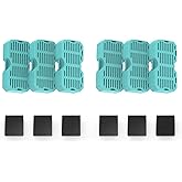 Vekonn Cat Water Fountain Filters Replacement for 2.2L & 3.2L Square Stainless Steel Cat Fountains, 7L Dog Water Fountains, 6 Carbon Filters & 6 Pre-Filter Sponges, Replacement Filters Pack of 6+6