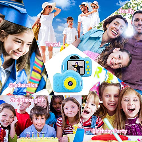 CHUNXU Kids Camera,Digital Video Camera for 3-10 Years Old Girls Boys,32GB SD Card Rechargeable Battery Compact Cameras for Children Birthday (Blue)