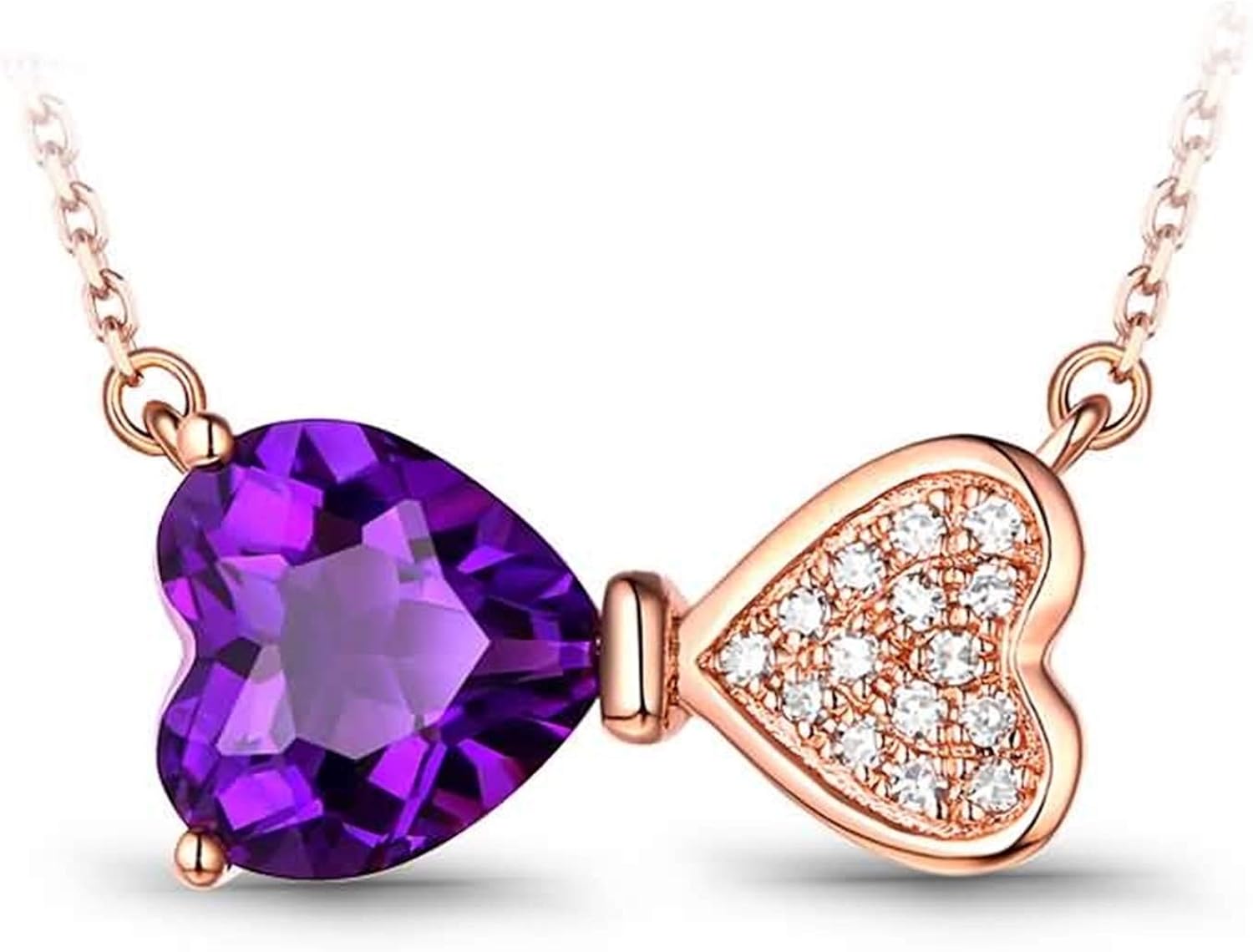 Beydodo Collier Amethyste Femme Collier En Or Femme 18 Carats Double Coeur Avec Améthyste 13ct