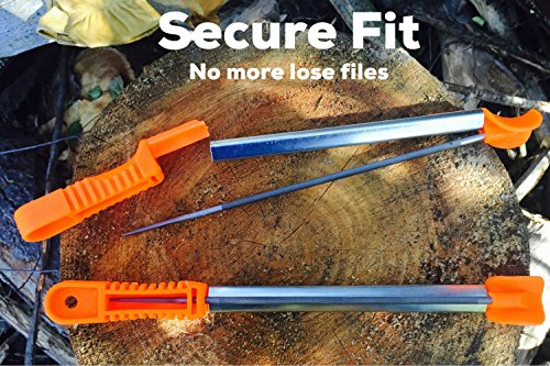 Cataumet Chainsaw Chain Sharpener File Set - Sizes 5/32”, 3/16”, 7/32 With Non Slip Handles, Sharpening Guides, Bonus Field Bag