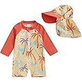 Aiwpstoin Infant Baby Boy Girl Swimsuit One Piece Long Sleeve Zipper Bathing Suit Toddler Rash Guard Kids Swimwear with Hat