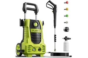 FLAWNT Electric Pressure Washer, 26 FT Hose Pressure Cleaner 2030 PSI with 4 Nozzles Tips,Surface Cleaning with Upgraded Swivel Joint for Car/Fences/Patios/Daily Needed Light Green