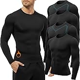 Coume 4 Pack Men's Thermal Compression Shirts Fleece Lined Long Sleeve Undershirt Athletic Base Layer for Cold Weather