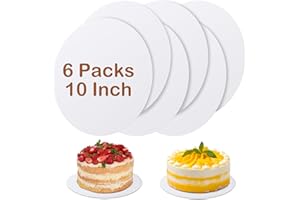 YUNZT 6 Pcs Cake Boards,White Cake Boards 10 inch Round,100%Food-graded Cardboard Cake Rounds,Waterproof and Oil-proof Cake Base for Cake DIY, Wedding, Birthday, Dessert, Pizza Decorating & Exhibition