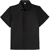 DHTS Boys Short Sleeve Button Down Shirt Summer Solid Kids Boy Dress Shirts Size 2-20 Years