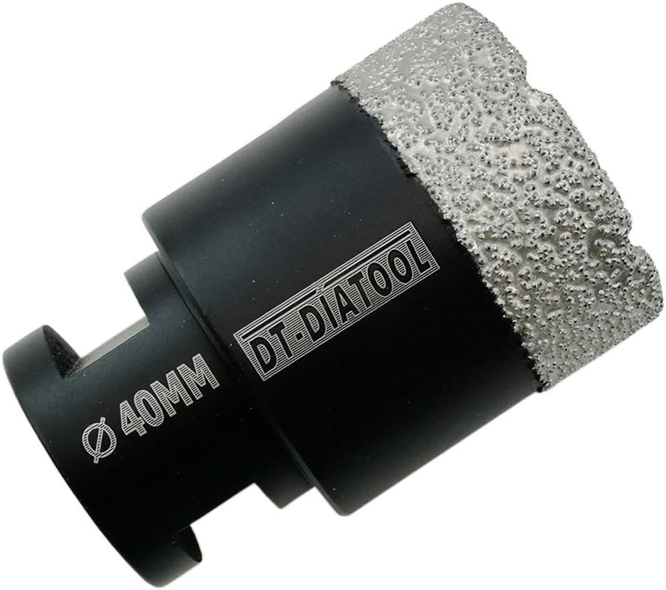 DT-DIATOOL Diamond Drill Bit 40mm Hole Saw for Dry Drilling Tile Porcelain Marble Ceramic Granite, Black
