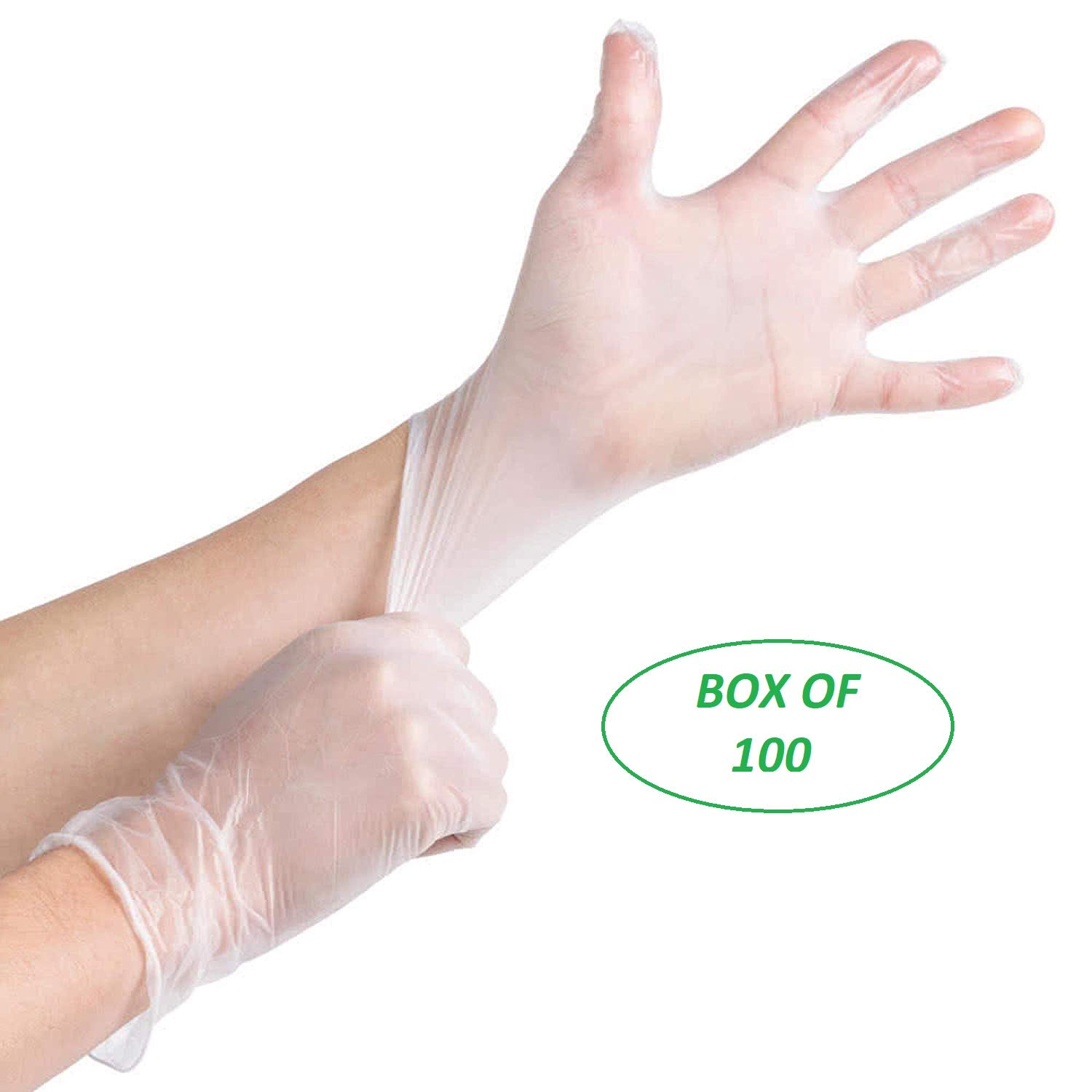 Strong Quality CLEAR Vinyl Powder Free MEDIUM SIZE Gloves, Clear ( Transparent), M (Pack of 100) - Image 3