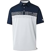 M MAELREG Golf Shirts for Men Dry Fit Performance Chest Print Color Block Moisture Wicking Casual Short Sleeve Polo Shirts