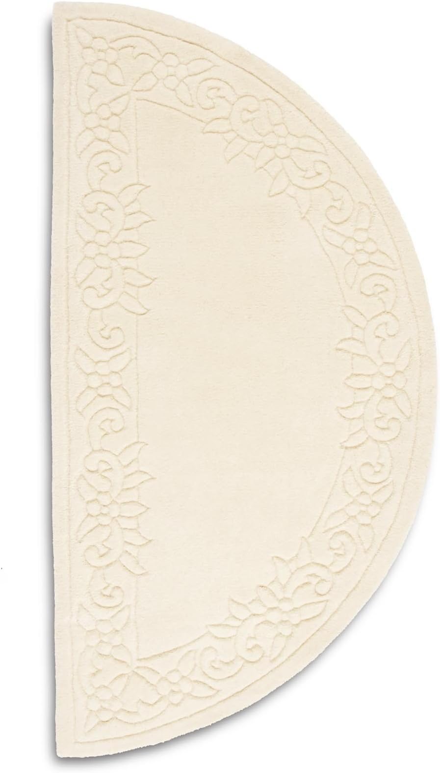 Preston Rugs Traditional-Persian/Oriental Medallion Design Ivory Rug, Hand-Tufted from 100% Wool, Semi Circle Half Moon 70 x 140 cm