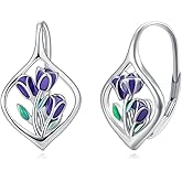 Seiyang Natural Abalone Shell Butterfly Earrings 925 Sterling Silver Leverback Dangle Earrings Butterfly Jewelry Gifts for Women