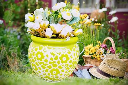 NIYARA Green Drop Texture Ceramic Pots for Indoor Plants,Succulent,Outdoor,Balcony,Home,Garden,Office (Color: Green) Size -Large 8 inches 9.5 inch Height