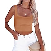 CYVESOULA Tank Top for Women Scoop Neck Sleeveless Crop Tops Chevron Ribbed Knit Crop Tank Top Fitted Soft Basic Cropped Tank