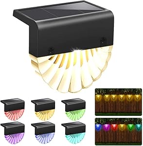 Solar Deck Light Set for Step Stair,Decorative Outdoors Solar Wall LED Fence Light with Switch,Waterproof Garden Warm White Color Changing Light for Patio Yard Pathway Driveway Outside Post Cap,6 Pack