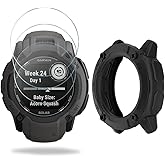 SHUAXI Watch Screen Protector (3+1Pack) Compatible for garmin instinct 2x Solar, Tempered Glass Film Anti-Scratch High Defini