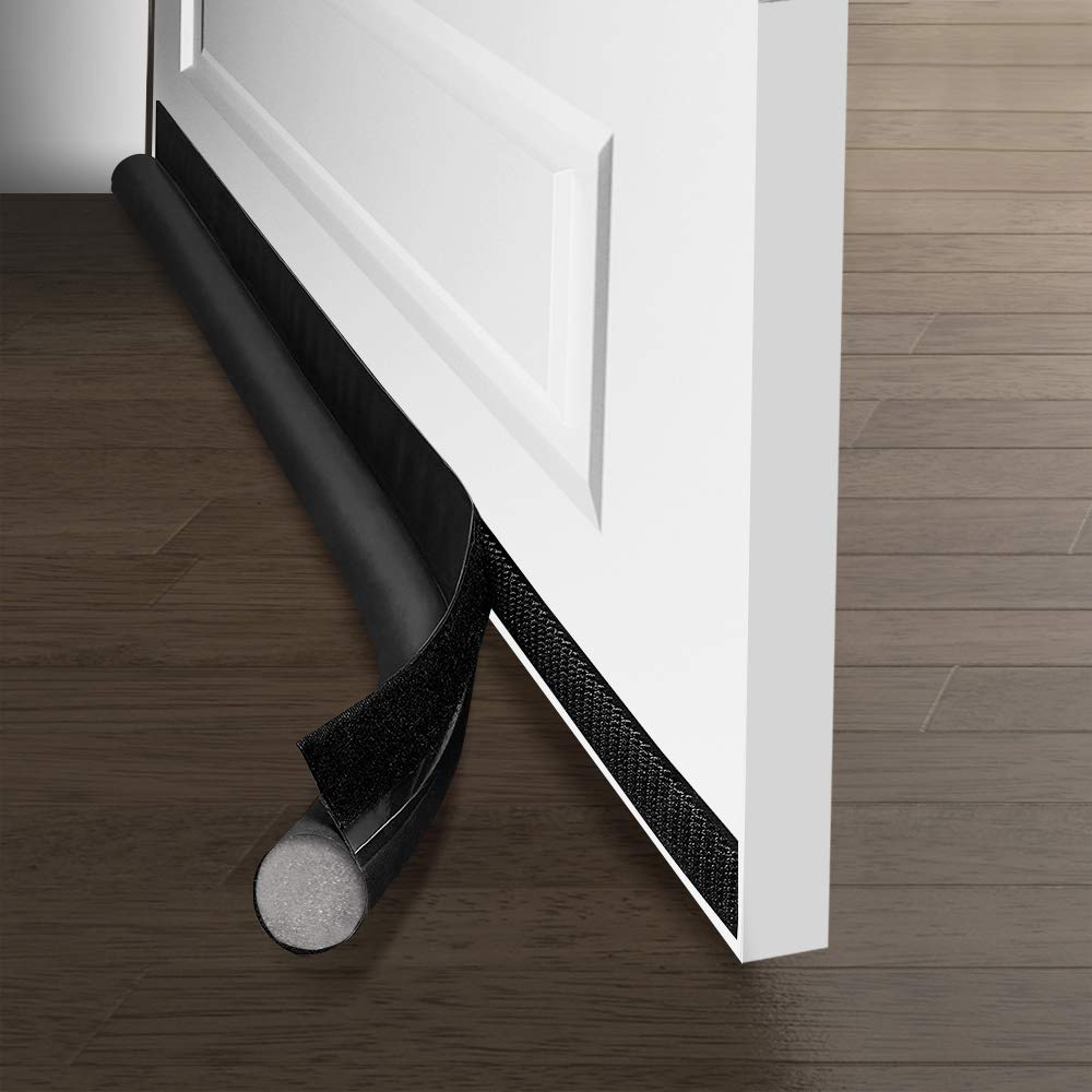 NeuWee Door Draft Stoppers, Self-Adhesive Silicone, Black, 3.1 × 94.5cm, Soundproof, Dust-Proof, Energy Efficient