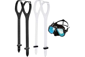 Diving Mask Straps, Silicone Adjustable Straps for Scuba, Snorkel, and Diving Masks, Soft and Durable, 2 Pieces, White/Black,