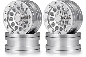 MOHERO 1.9" Alloy Beadlock Crawler Wheels Rims Set for RC 1/10 Model Crawler SCX10 Pack of 4 (Silver)