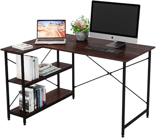 Amazon Com Bestier Computer Desk With Storage Shelves Under Desk Small L Shaped Corner Desk With Shelves 47 Inch Writing Desk Table With Storage Tower Shelf Home Office Desk For Small Spaces P2 Wood