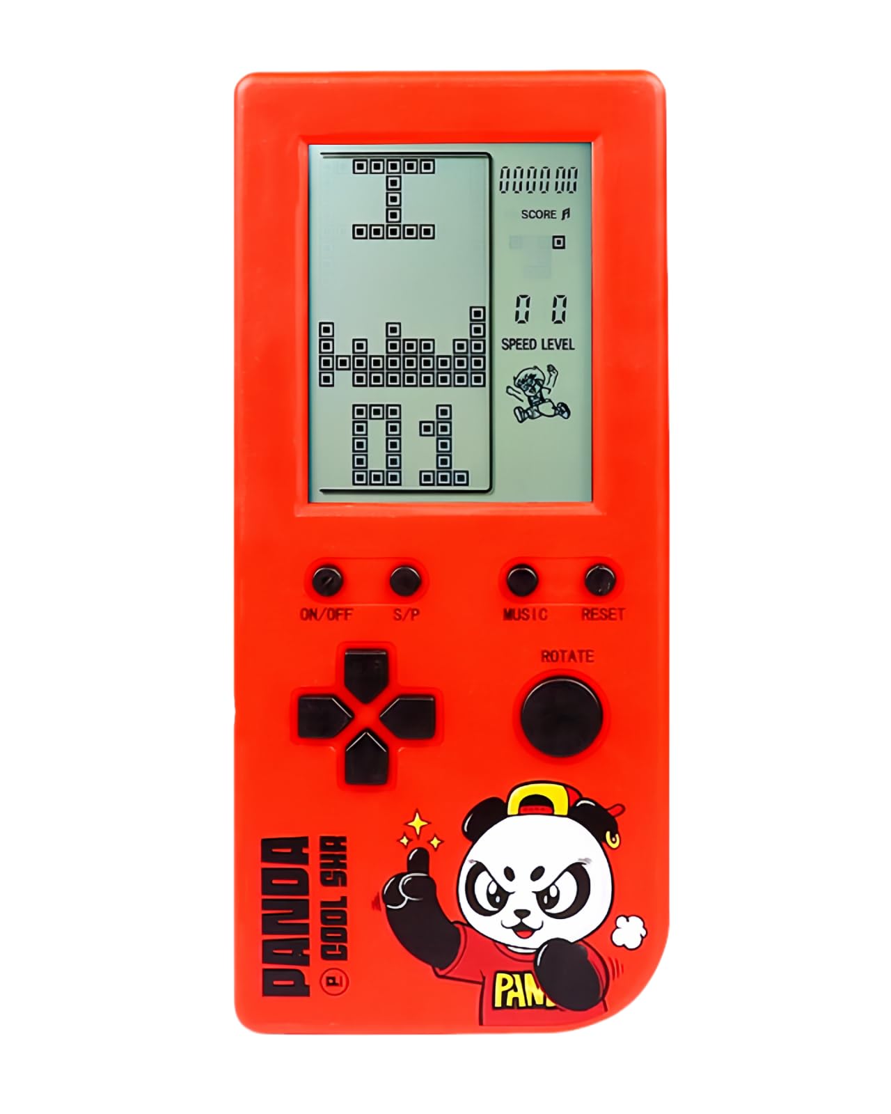 TAQY Panda Cartoon Retro Cube Game Console 26 Brick Games 2574 Levels Adjustable Speed/Difficulty Children/Adult Gandheld Electronic Game Block/Racing/Tank Battle Puzzle Toys (SRed)