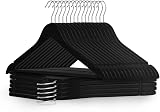 KEPLIN Strong Wooden Hangers 360° Rotating Hook 20 Pack Black
