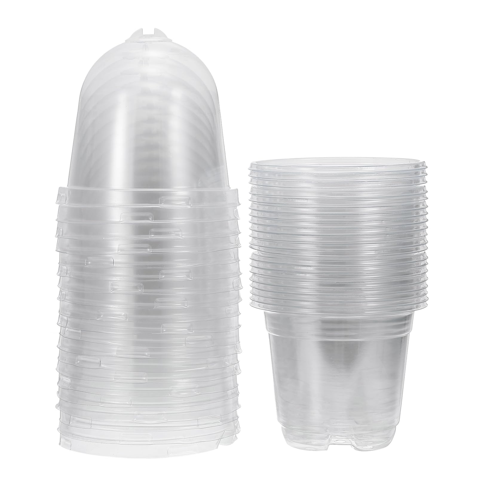 PATIKIL Nursery Pots with Humidity Dome, 20 Sets 3.5" Plastic Gardening Pot Planting Container Cups Plant Starting Pots with Drainage Holes, Transparent — image 1