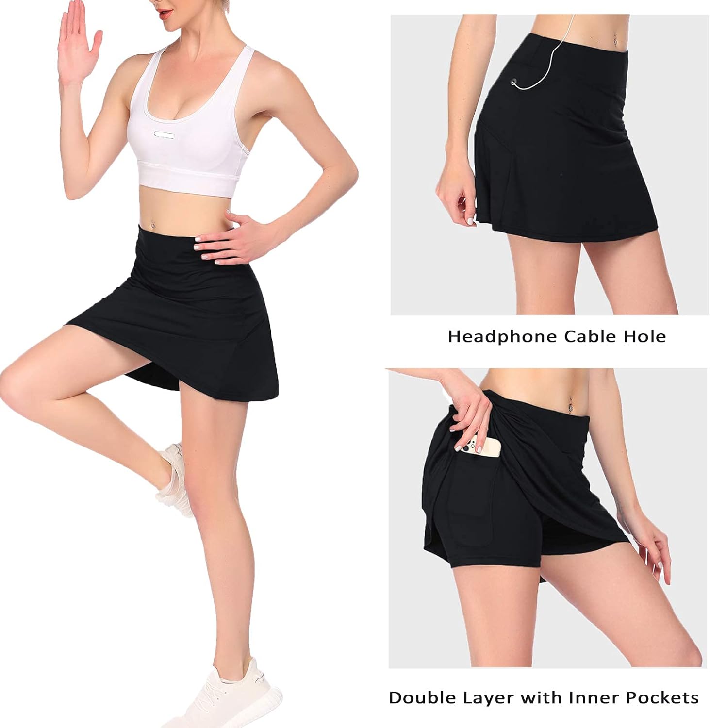 ADOME Tennis Skirts for Women Golf Skorts Skirts High Waisted Pleated Skirt with Liner Shorts: Clothing