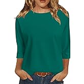 JomeDesign 3/4 Length Sleeve Womens Tops Sun Shirts UPF50+ Tunic Blouses Breathable Crew Neck Loose Fit Tshirts Outdoor
