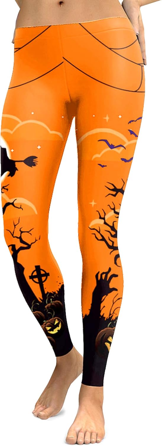 Spadehill Womens Halloween Party Funny Graphic Leggings: Clothing