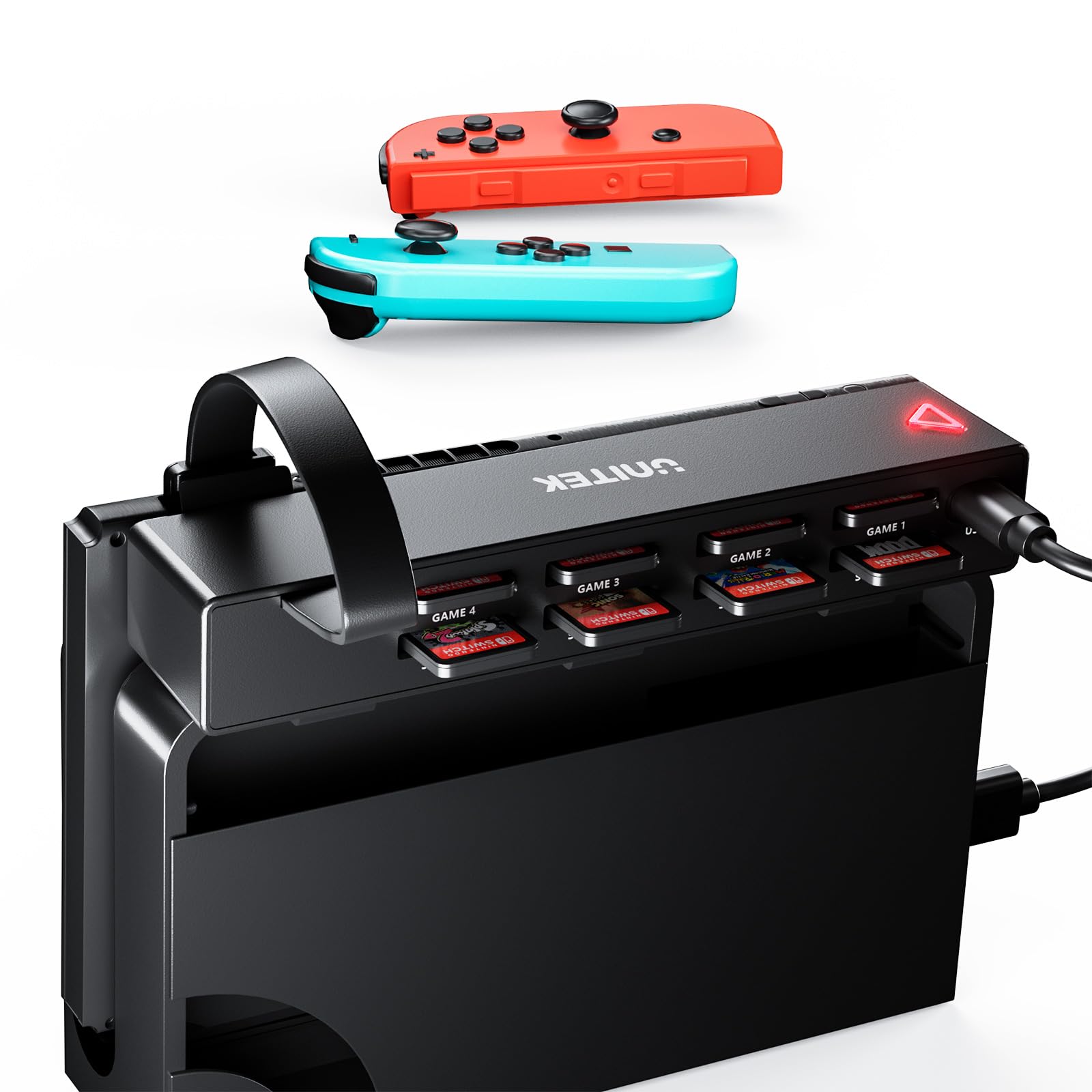 Photo 1 of Unitek Switch Game Card Reader, 8-in-1 Game Cards Switcher for Nintendo Switch/Switch OLED, Multiple Card Storage Holder Accessories(4 for Games, 4 for Storage) Black