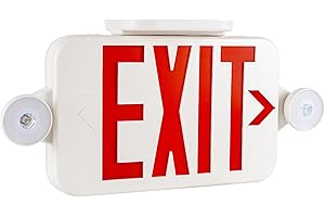GRUENLICH LED Exit Sign Combo with Emergency Lights, Adjustable Heads and Double Sided, Battery Backup, UL 924 Qualified, AC 120-277V, Commercial Emergency Exit Light for Business- 1 Pack