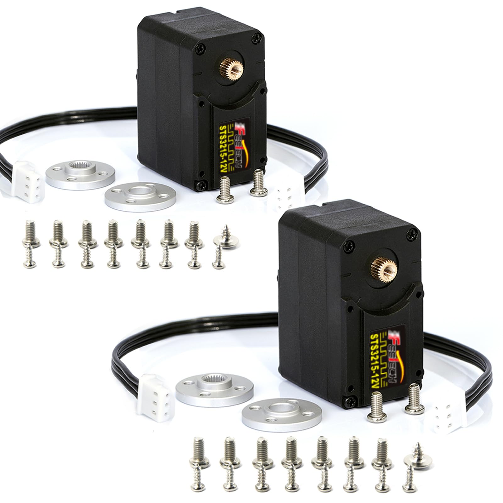 Photo 1 of (2-Pack) FEETECH 30KG High Torque Serial Bus Servo Motor 12V, 360° Programmable Magnetic Encoder with Continuous Rotation, Two-Way Feedback, Industrial Digital Servo for Robotic Arm, RC Car, Automati
