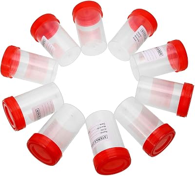 PTPTRATE 10pcs 60ml Specimen Containers Sample Bottles Random Color with Lid