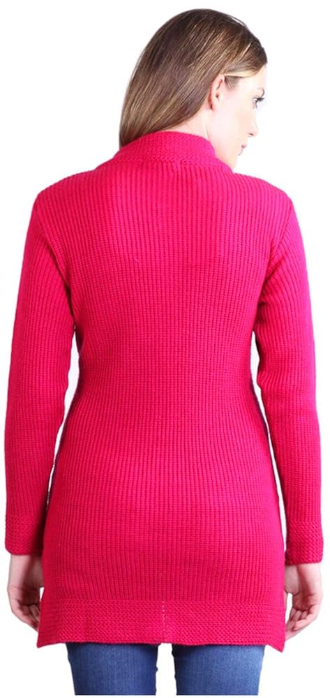 montrex acro wool winter long coat for women, girls (pink)