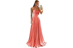 Bddhkw Satin Bridesmaid Dresses for Women Long Prom Dress 2025 Sweetheart Wedding Guest Dress Long Formal Evening Gown KF060