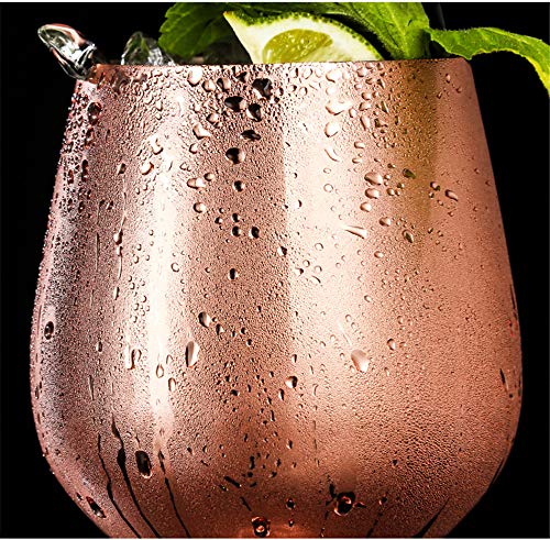 D L D Rotweinglas aus Edelstahl mit Metallstiel, bruchsicher, für Weißwein/Rotwein, Cocktailgläser, unzerbrechlich, BPA… – Bild 5