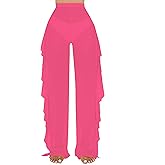 Jumppmile Women's Ruffle Sheer Mesh Swimwear Bikini Cover Up Pants See Through