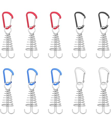 Fishbone Spring Pegs Tent Anchors Fishbone Floor Spring Nail 10-Pack Aluminum Tent Anchor ...