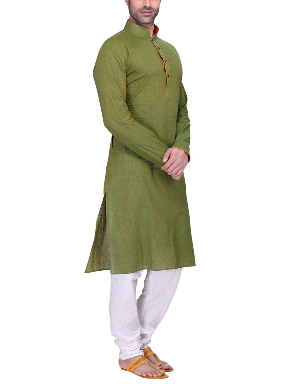 rg designers men's full sleeve kurta pyjama set avdoublehandloom-green