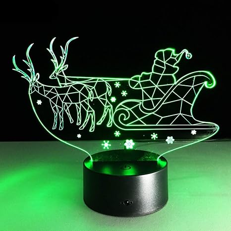 KangYD Lámpara trineo de Navidad 3D, Luz de noche LED visual ...