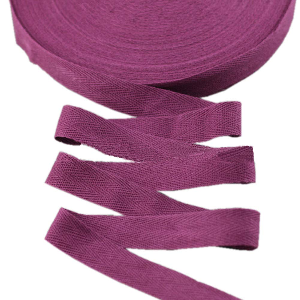 45meters Cotton Ribbon Herringbone Webbing Trim Fabric Tape Tapestry for Bias Binding Gift Wrapping Embellishment Craft Width 20mm (Purple)