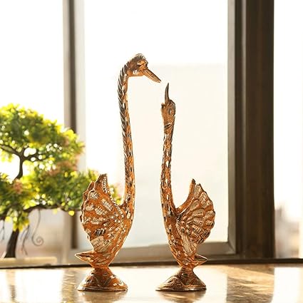 JaipurCrafts Pair of Kissing Duck Showpiece (10.25 in Feathers)