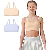 Sascina Soft Training Bras for Girls 7-12, Crop Cami First Bra with Adjustable Straps - No Pads, Chest Double Lined