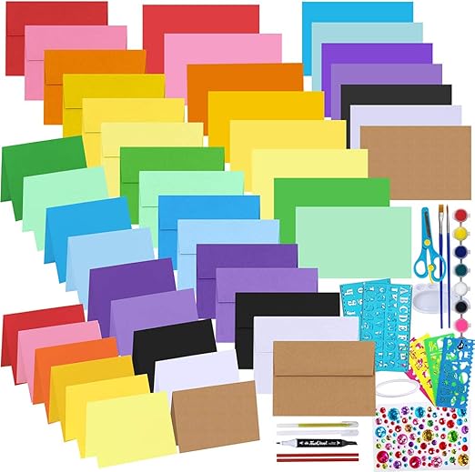 Bulk 18 Colors Blank A6 Envelopes and 4.6 x 6.3 Cards Assortment