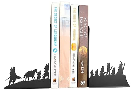 HeavenlyKraft Lord of The Rings Fellowship Decorative Metal Bookend, Non Skid Book End, Book Stopper for Home/Office Decor/Shelves, 5.9 X 3.9 X 3.14 Inch Per Piece