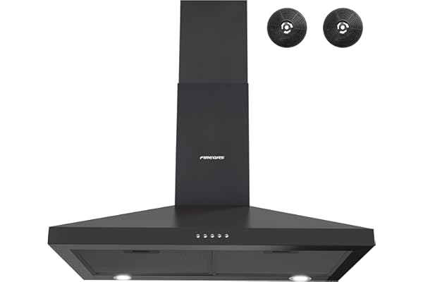 FIREGAS Black Range Hood 30 inch, Ducted/Ductless Range Hood Wall Mount Kitchen Vent Hood with 3 Speed Exhaust Fan, Push Butt