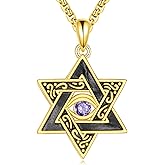 KQF Star of David Necklace for Men 18K Gold Plated Star of David Pendant Jewish Star Necklace Eye of Horus Jewish Jewelry Gifts for Men Women
