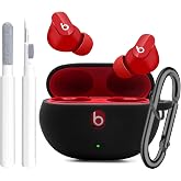 Olytop for Beats Studio Buds/Buds + Case with Cleaner kit 2021/2023, Soft Silicone Cover New Beat Studio Buds Plus Protective Skin with Keychain for Beat Studio Buds/Bud Plus Charging Case, Black