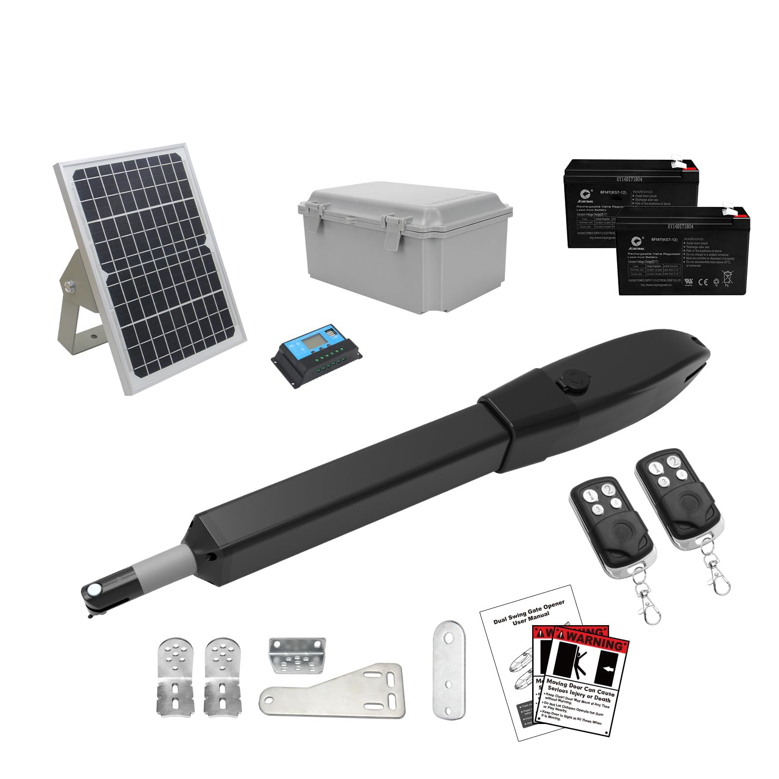 Photo 1 of JUJIANG C026 Solar Gate Opener with Batteries & Solar Panel for Single Swing Gates Up to 770lb 16FT Automatic Gate Openers with Remote Complete Kit Medium Duty Automatic Gate Openers Solar Powered