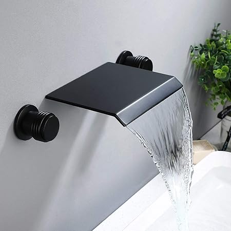 Kunmai Wall Mounted Matte Black Bathtub Filler Faucet Waterfall